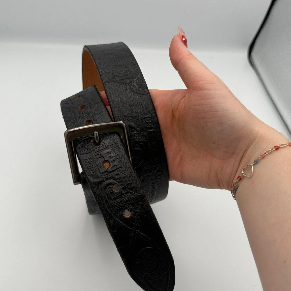 Gavere Leather Fire Department Belt Mens Med 34-38 Black Leather Firefighter USA